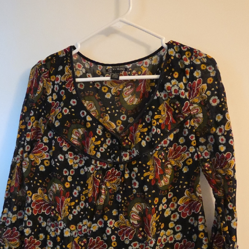 Lucky Brand Black Floral Blouse